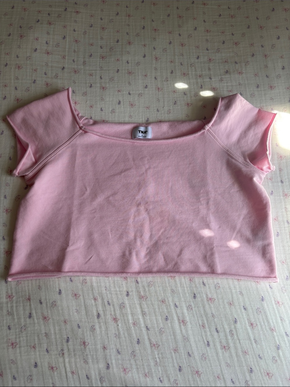 TNA Light Pink Scoop-Neck Crop Top